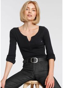 Langarmshirt Arizona, Damen, Gr. 44/46, schwarz, Obermaterial: 100% Baumwolle, unifarben, Basic, sehr figurbetont, Rundhals, ohne B&uuml;ndchen, Shirts Langarmshirt, sehr figurbetonter Schnitt, unifarben, Rundhalsausschnitt