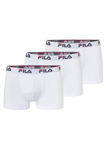 Boxer Fila "MAN BOXER SHORTS", Herren, Gr. S, wei&szlig;, Single Jersey, Obermaterial: 95% Baumwolle, 5% Elasthan, bedruckt, unifarben mit Farbeinsatz, k&ouml;rpernah, Unterhosen Boxer, mit elastischem Logobund