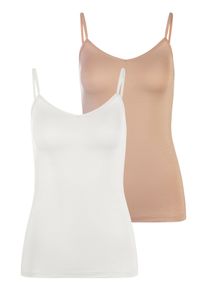 Unterhemd Lascana, Damen, Gr. 36/38, 2 Stk., N-Gr, beige (sand, creme), Obermaterial: 94% Modal (TENCEL&trade;), 6% Elasthan, unifarben, V-Ausschnitt, Unterhemden Unterhemd, Spaghettitr&auml;ger-Top, Unterziehshirt