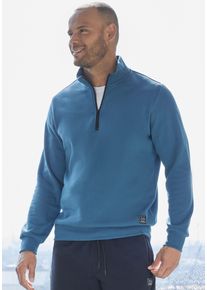 Sweatshirt John Devin, Herren, Gr. S (44/46), blau (petrol), angeraute Sweatware, Obermaterial: 60% Baumwolle, 40% Polyester, unifarben, bequem normal, Rundhals, angesetztes B&uuml;ndchen, Sweatshirts Sweatshirt, Troyer mit schwarzem Rei&szlig;verschluss am Kragen, aus Baumwoll-Mix