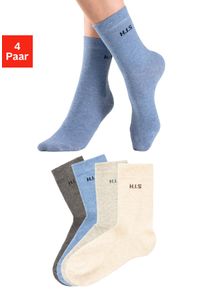 H.I.S. Socken H.I.S, Damen, Gr. 35-38, blau (1x grau meliert, 1x jeans meliert, 1x beige meliert, 1x hellgrau meliert), Baumwolle, Elasthan (LYCRA), Polyamid, meliert, elastisch, Socken Socken, ohne einschneidendes B&uuml;ndchen, Topseller