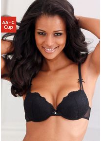 Push-up-BH Lascana, Damen, Gr. 90, Cup A, schwarz, Spitze, Obermaterial: 92% Polyamid, 8% Elasthan, BHs Push-up-BH, mit Jacquardspitze und herausnehmbaren Kissen, Dessous, Topseller