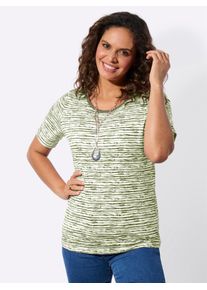 Kurzarmshirt Casual Looks "Rundhals-Shirt", Damen, Gr. 38, khaki, lindgr&uuml;n, bedruckt, 100% Baumwolle, gemustert, mehrfarbig, Rundhals, Shirts Kurzarmshirt