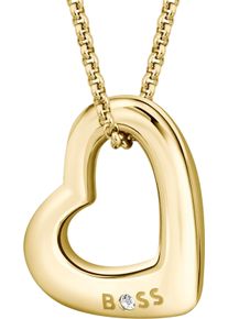 Kette mit Anh&auml;nger BOSS "HONEY BOUNDLESS", gold (gelbgoldfarben, wei&szlig;), Halsketten, Damen, Edelstahl, L: 50,5 B: 3mm, Kette mit Anh&auml;nger, mit Preciosa Crystal, B:3mm