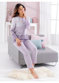 w&auml;schepur Schlafanzug W&Auml;SCHEPUR, Damen, Gr. 44/46, lila (ecru, flieder), 100% Baumwolle, Homewear-Sets Schlafanzug