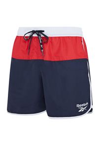 Badeshorts Reebok "Troy", Herren, Gr. XL, N-Gr, blau (navy, rot, whi), Microfaser, Polyester, unifarben, Badehosen Badeshorts, mit Kordelzug und elastischem Bund, mit Logo, schnell trocknend