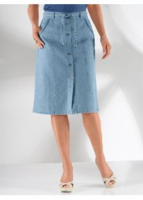 Jeansrock Casual Looks, Damen, Gr. 20, blau (blau, bleached), 100% Baumwolle, unifarben, kurz, R&ouml;cke Jeansrock