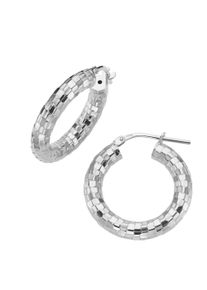Paar Creolen Firetti "Schmuck Geschenk Silber 925 Ohrschmuck Ohrringe diamantiert", silberfarben, Ohrringe, Damen, 23mm, Silber 925 (Sterlingsilber), Paar Creolen
