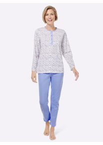 Schlafanzug Ascafa, Damen, Gr. 44/46, lila (lila, bedruckt), 100% Baumwolle, Homewear-Sets Schlafanzug