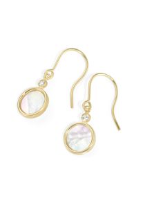 Paar Ohrhaken Luigi Merano "Ohrhaken mit wei&szlig;ern Perlmutt-Einlage und ZIrkonia, Gold 375", gold, Ohrringe, Damen, Gelbgold 375, Paar Ohrhaken