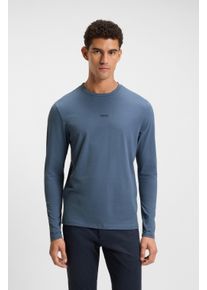 Langarmshirt BOSS Orange "TChark", Herren, Gr. L, open blau495, Web, Obermaterial: 96% Baumwolle, 4% Elasthan, regular fit normal, Rundhals, abgesteppte Kante, Shirts Langarmshirt, Rundhalsausschnitt, Regular Fit, mit BOSS-Logo