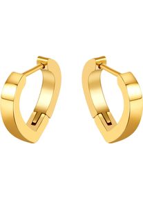 Paar Creolen Firetti "Schmuck Geschenk Edelstahl Ohrschmuck Ohrringe Herz", gold (gelbgoldfarben), Ohrringe, Damen, Edelstahl, Paar Creolen