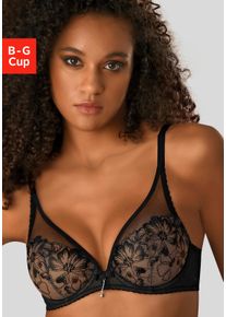 B&uuml;gel-BH JETTE, Damen, Gr. 70, Cup C, schwarz (schwarz, caramel), Microtouch, Obermaterial: 81% Polyamid, 16% Polyester, 3% Elasthan, BHs B&uuml;gel-BH, in einzigartigem Blumen-Design, sexy Dessous