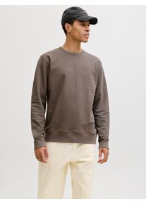 Jack & Jones Sweatshirt JACK & JONES "JJEDOVER CLASSIC SWEAT CREW NECK SN", Herren, Gr. S, falcon, angeraute Sweatware, Obermaterial: 80% Baumwolle, 20% Polyester, unifarben, Rundhals, Sweatshirts Sweatshirt, mit Markenlabel