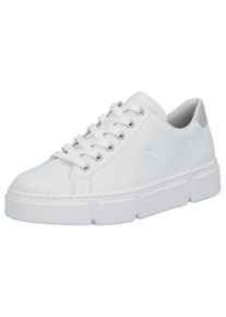 Plateausneaker Rieker, Damen, Gr. 40, wei&szlig;, Lederimitat, Schuhe Plateausneaker, in monochromer Optik, Freizeitschuh, Halbschuh, Schn&uuml;rschuh, Topseller