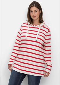 Langarmshirt sheego "Langarmshirt", Damen, Gr. 44/46, wei&szlig; (sanftes wei&szlig;, gestreift), 100% Baumwolle, gemustert, gestreift, Shirts Langarmshirt