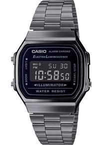 Chronograph CASIO VINTAGE, grau (anthrazit, schwarz), Armbanduhren, Damen, Chronograph, Quarzuhr, Armbanduhr,Damenuhr, Herrenuhr, Digitaluhr, Edelstahlarmband