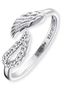 Silberring Engelsrufer "Doppel-Fl&uuml;gel", silber (silberfarben, kristallwei&szlig;), Fingerringe, Damen, 1,55 g, Silber 925 (Sterlingsilber), 6mm, Silberring, mit Zirkonia (synth.)