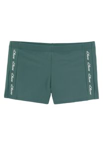 Boxer-Badehose s.Oliver, Herren, Gr. 7, N-Gr, blau (petrol), Recycling-Polyamid, unifarben, Badehosen Boxer-Badehose, mit Markenschriftz&uuml;gen, Topseller