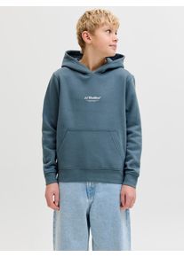 Jack & Jones Kapuzensweatshirt JACK & JONES JUNIOR "JJESOHO SWEAT HOOD NOOS JNR", Jungen, Gr. 128, blau mirage, angeraute Sweatware, Obermaterial: 80% Baumwolle, 20% Polyester, bedruckt, relaxed fit normal, Rundhals, Rippb&uuml;ndchen, Sweatshirts Kapuzensweatshirt, Baumwollmischung, relaxed fit