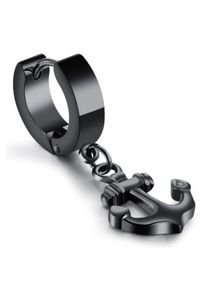 Single-Creole Firetti "Schmuck Geschenk Ohrschmuck einzeln Anker", schwarz, Ohrringe, Damen, 13mm, Edelstahl, Single-Creole