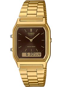 Chronograph CASIO VINTAGE, gold (goldfarben, braun), Armbanduhren, Damen, Chronograph, Quarzuhr, Armbanduhr, Damenuhr, Herrenuhr, Edelstahlband,Digitaluhr