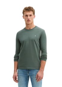 Marc O'Polo Langarmshirt MARC O'POLO, Herren, Gr. S, gr&uuml;n (mangrove), Jersey, Obermaterial: 100% Baumwolle, Rundhals, Shirts Langarmshirt, mit dezentem Logo-Print vorne, Topseller