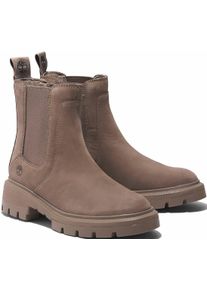 Chelseaboots Timberland "CORTINA VALLEY MID CHELSEA BOOT", Damen, Gr. 40, grau (dunkel beige), Leder, Schuhe Chelseaboots, Stiefelette, Winterschuhe, Ankle Boots