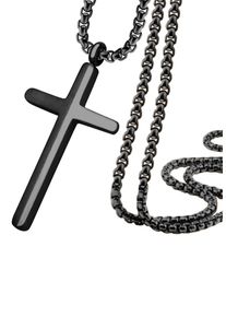 Kette mit Anh&auml;nger Firetti "Schmuck Geschenk Kreuz", schwarz, Halsketten, Damen, Edelstahl, L: 55 B: 2,3mm, Kette mit Anh&auml;nger, B:2,3mm