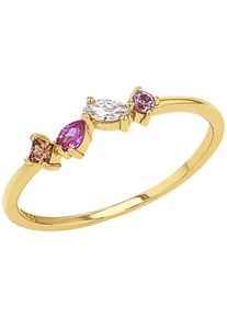 Fingerring Amor "2037230/-31/-32/-33/-34" Gr. 58, lila (gelbgoldfarben, apricot, pink, gelb, rosa), Fingerringe, Damen, 58, Silber 925 (Sterlingsilber), 1,1mm, Fingerring, mit Zirkonia (synth.)