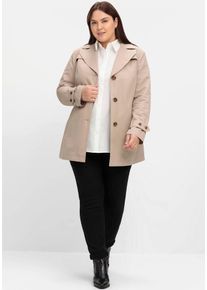 Outdoorjacke sheego, Damen, Gr. 54, grau (softtaupe), 64% Baumwolle, 36% Polyester, unifarben, Jacken Outdoorjacke