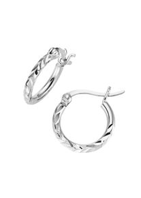 Paar Creolen Firetti "Schmuck Geschenk Silber 925 Ohrschmuck Ohrringe diamantiert", silberfarben, Ohrringe, Damen, 15mm, Silber 925 (Sterlingsilber), Paar Creolen