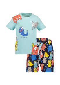 T-Shirt Blue Seven "Blue Seven Set: T-Shirt und Shorts", Jungen, Gr. 116, 6201, aqua, 100% Baumwolle, normal, Rundhals, Shirts T-Shirt