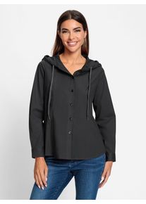 Langarmbluse Heine, Damen, Gr. 40, schwarz, 97% Baumwolle, 3% Elasthan, unifarben, Rundhals, Blusen Langarmbluse