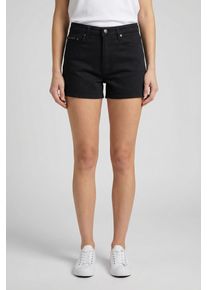 Shorts Calvin Klein Jeans "90s DENIM SHORT", Damen, Gr. 30, N-Gr, schwarz (denim schwarz), Denim/Jeans, Obermaterial: 94% Baumwolle, 4% Elastomultiester, 2% Elasthan, unifarben, normal kurz, Hosen Shorts, mit Fransensaum