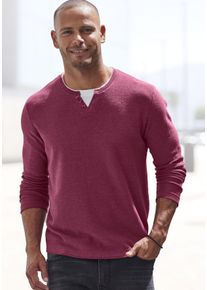 H.I.S. Strickpullover H.I.S, Herren, Gr. S (44/46), rot (rot meliert), Feinstrick, Obermaterial: 60% Baumwolle, 40% Polyester, unifarben, regular fit normal, Rundhals, Rollkanten, Pullover Strickpullover, Pullover mit hochwertiger Halslochverarbeitung in double-layer Optik, Topseller