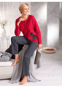 Schlafanzug, Damen, Gr. 48/50, rot, Hose: 50% Baumwolle, 50% Modal% 2 Teile mit untersch. Material, 100% Baumwolle, Homewear-Sets Schlafanzug