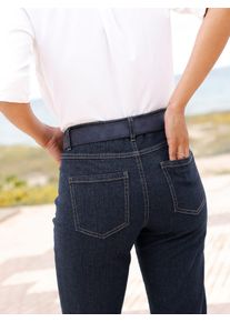 5-Pocket-Jeans Casual Looks, Damen, Gr. 46, Normalgr&ouml;&szlig;en, blau (dunkelblau), 99% Baumwolle, 1% Elasthan, unifarben, lang, Jeans 5-Pocket-Jeans