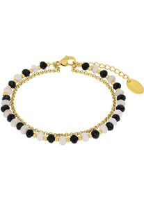 Armband s.Oliver "2038895", schwarz (gelbgoldfarben, schwarz, grau, schwarz, grau), Armb&auml;nder, Damen, 20cm, Edelstahl, Armband, mit Glasstein