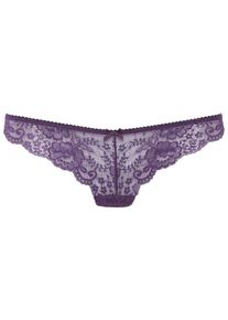 String Lascana, Damen, Gr. 40/42, pflaume, Spitze, Obermaterial: 90% Polyamid, 10% Elasthan, unifarben, k&ouml;rpernah, Unterhosen String, aus sch&ouml;ner Vollspitze und Schleife