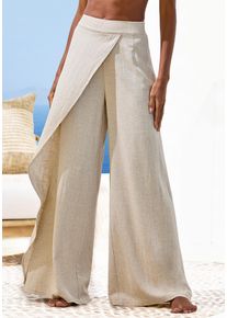 Leinenhose French Connection, Damen, Gr. 44/46, N-Gr, beige (beige meliert), Obermaterial: 80% Viskose, 20% Leinen, unifarben, Hosen Leinenhose, im weit flie&szlig;endem Lagenlook, Topseller