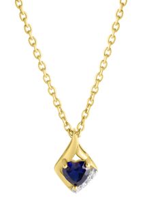 Kette mit Anh&auml;nger Firetti "Schmuck Geschenk Silber 925 Halsschmuck Halskette Ankerkette Herz", blau (gelbgoldfarben, silberfarben, blau, kristallwei&szlig;), Halsketten, Damen, Silber 925 (Sterlingsilber), L: 45 B: 1,5mm, Kette mit Anh&auml;nger, mit Saphir (synth.), Zirkonia (synth.), B:1,5mm