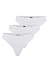 T-String Only "ONLVICKY RIB S-LESS THONG 3-PK NOOS", Damen, Gr. M, 3 Stk., wei&szlig; (hellwei&szlig; pack:x 3), Jersey, Obermaterial: 94% Polyamid, 6% Elasthan, unifarben, Unterhosen T-String
