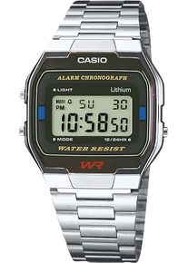 Chronograph CASIO VINTAGE "A163WA-1QES", silber (silberfarben), Armbanduhren, Damen, Chronograph, Quarzuhr, Armbanduhr, Damen, Herren, digital, retro, Stoppfunktion