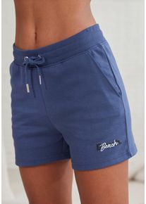 Shorts BENCH. LOUNGEWEAR, Damen, Gr. 32/34, N-Gr, blau (navy), Interlock, Obermaterial: 60% Baumwolle, 40% Polyester, Basic, bequem kurz, Hosen Shorts, mit Logodruck und Stickerei