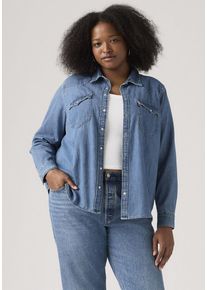 LEVI'S&reg; PLUS Jeansbluse LEVI'S PLUS "PL ULTIMATE WESTERN T3", Damen, Gr. XL (46/48), mighty fine, Web, Obermaterial: 100% Baumwolle, unifarben, regular fit normal, ohne Ausschnitt, Manschette, Blusen Jeansbluse, mit Taschen