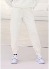 Loungehose Copenhagen Studios, Damen, Gr. 44/46, N-Gr, wei&szlig; (wollwei&szlig;), Sweatware, Obermaterial: 54% Modal, 40% Polyester, 6% Elasthan, unifarben, bequem lang, Hosen Loungehose, extra softes Material