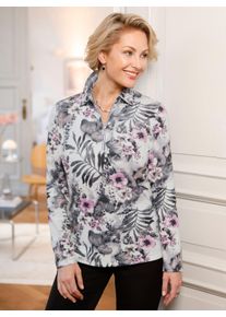 Poloshirt Classic Basics "Shirt", Damen, Gr. 40, lila (orchidee, grau, bedruckt), 95% Polyester, 5% Elasthan, gemustert, mehrfarbig, Shirts Poloshirt