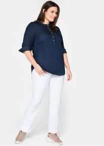 Stretch-Jeans sheego, Damen, Gr. 80, Langgr&ouml;&szlig;en, wei&szlig; (wei&szlig; denim), 98% Baumwolle, 2% Elasthan, unifarben, lang, Jeans Stretch-Jeans