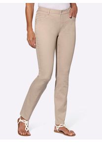 5-Pocket-Jeans Casual Looks, Damen, Gr. 46, Normalgr&ouml;&szlig;en, beige, 72% Baumwolle, 25% Polyester, 3% Elasthan, unifarben, lang, Jeans 5-Pocket-Jeans